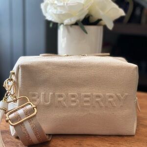 Burberry Cream Cosmetic Bag with Gold Accents